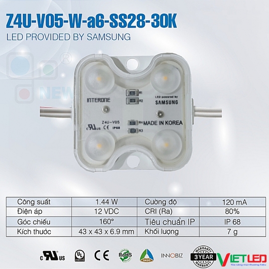 LED MODULE HÀN QUỐC 4 BÓNG MÀU TRẮNG