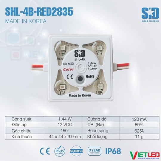 LED MODULE HÀN QUỐC SID 4 BÓNG ĐỎ